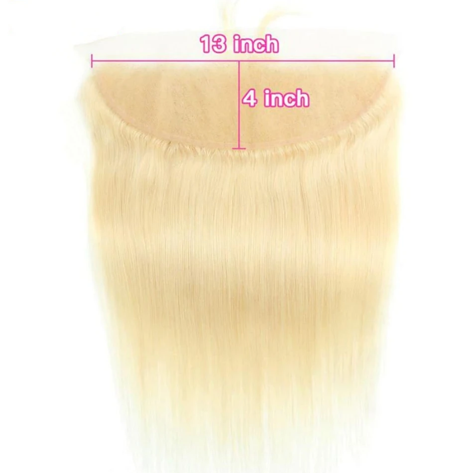 Miss Rola Brazilian13x4 Lace Frontal Closure 613# Remy Human Hair Ear To Ear Straight Hair Closure Honey Blonde With Baby Hair