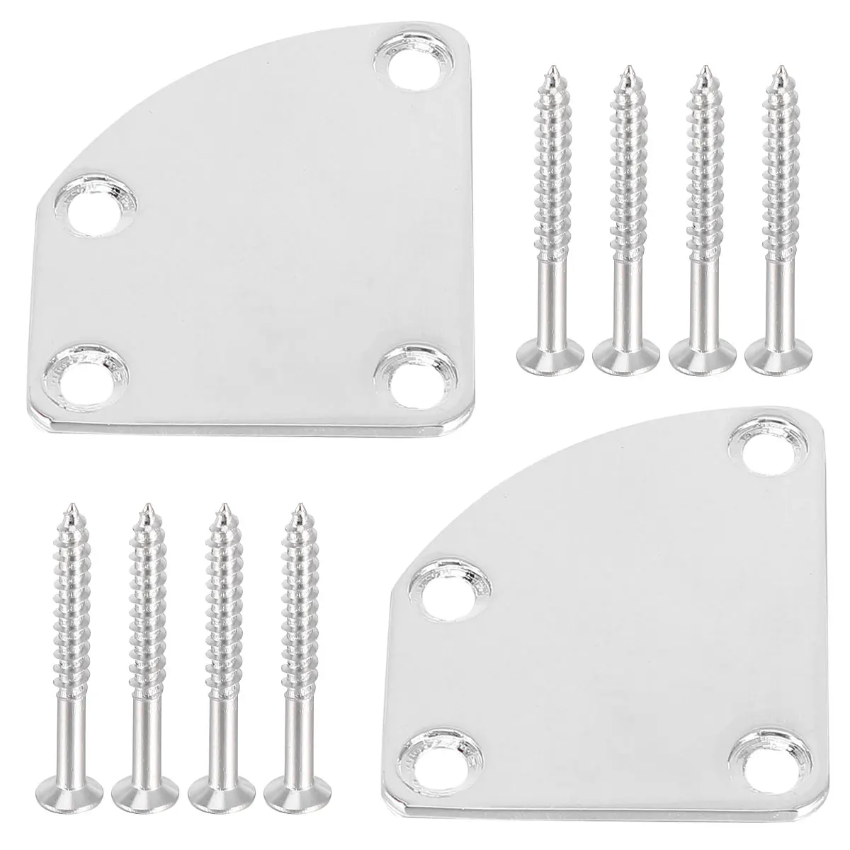 

2Pcs Electric Guitar Bass Neck Plate Strengthening Connecting Replacement Plate Metal Joint Silver High Grade Material