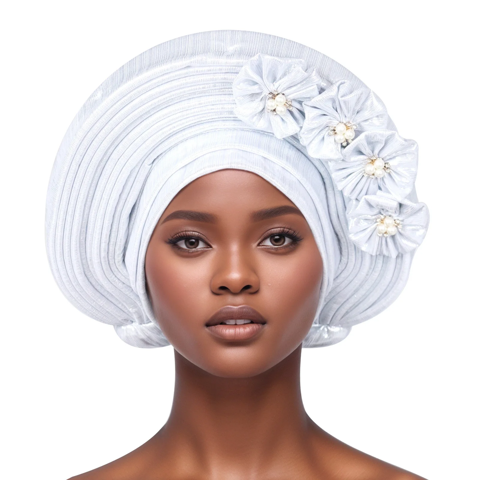 

Африканские головные уборы Auto Gele с бриллиантами, повязка на голову, индийская женская шляпа, роскошная повязка на голову, нигерийский головной убор для свадебной вечеринки, капот, хиджаб