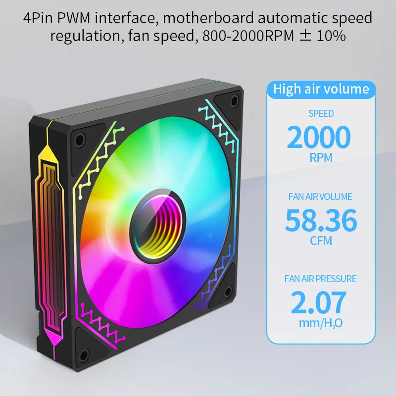 TEUCER-Prism4 Ventilador da caixa do computador, 12cm, ARGB Espelho Ciclo Fãs, 120mm, 4PIN, PWM, Silencioso Ventilador, Alto Desempenho, Chassis Ventilador