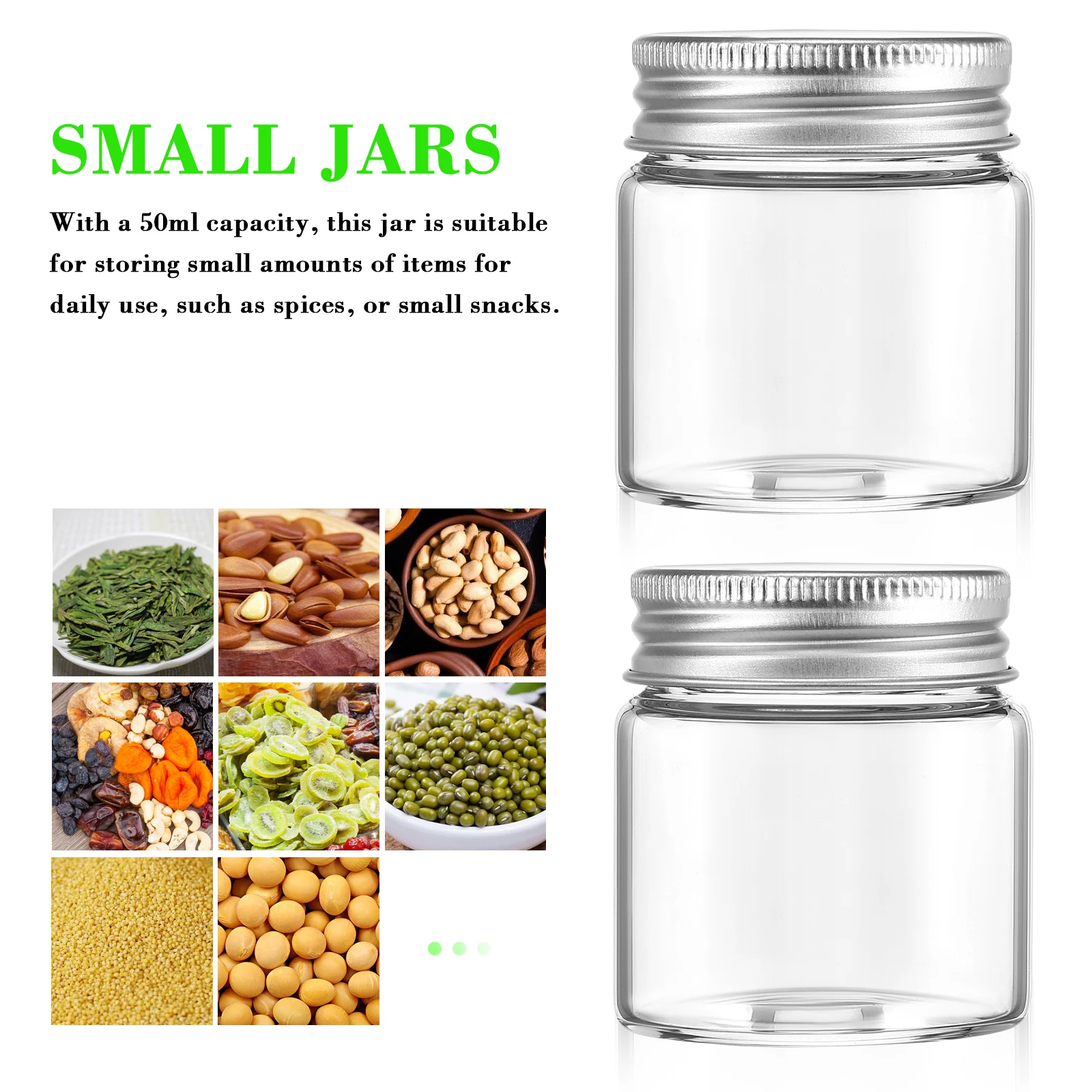 

20pcs Small 50Ml Storage Containers With Lids Food Sealed Spice Snack Kitchen Pantry Storage Jar Containers Mini Jars Sealed Jar