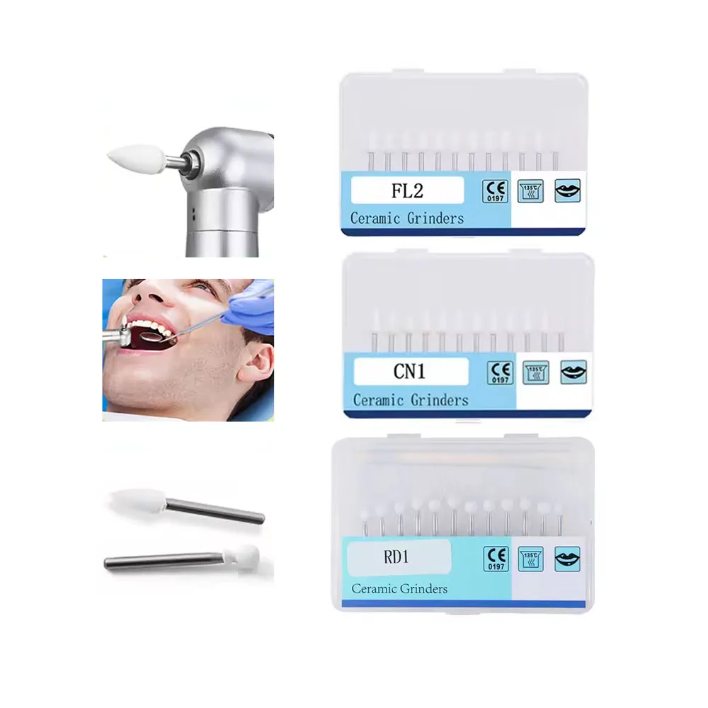 

12pcs/box dental flame white stone polishing FG grinding head FL2 /CN1/ RD1 grinding head is suitable for high speed handle