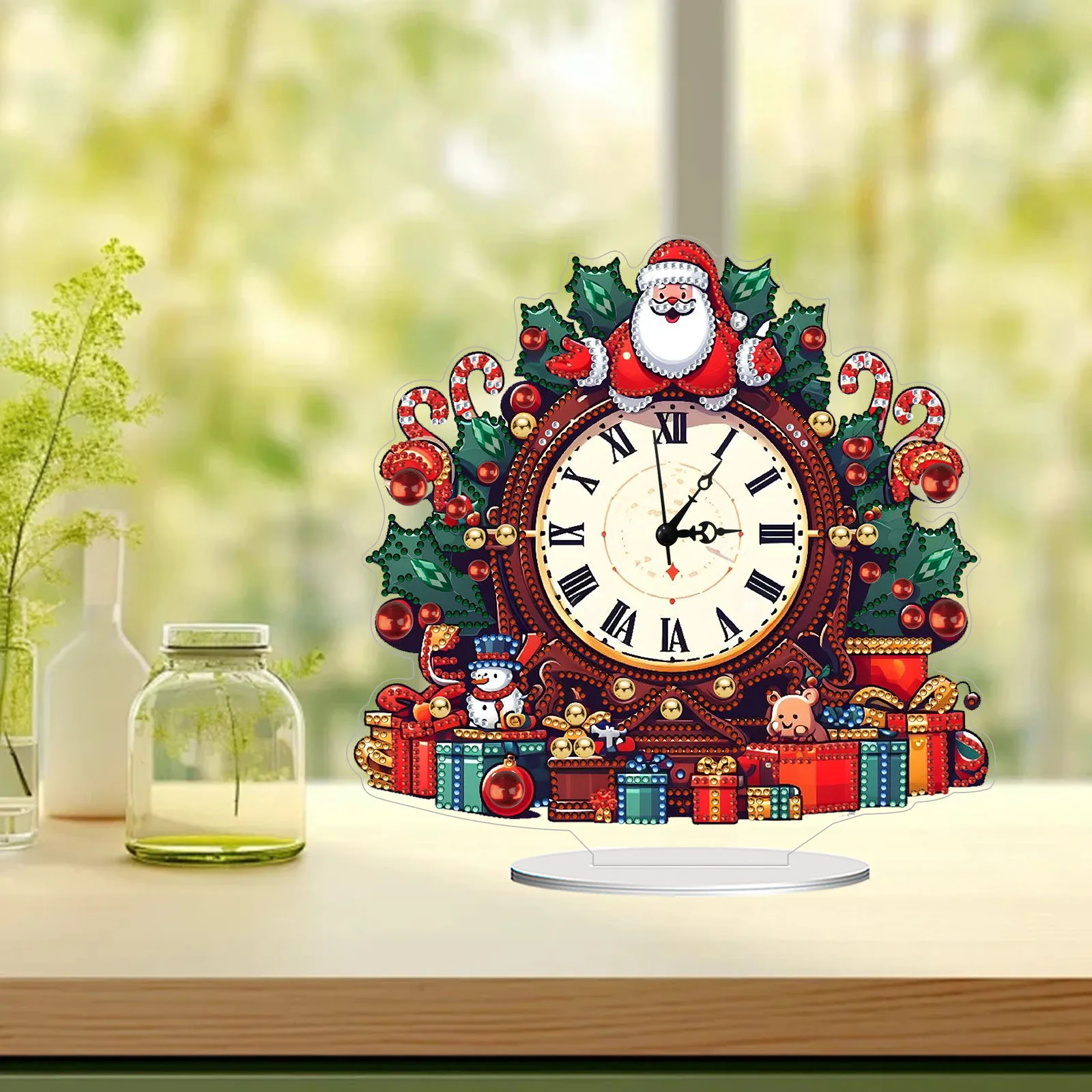 HOMFUN 5D DIY Special Shape Diamond Painting Desk Ornament Handmade Clock Kit Santa Claus Embroidery Home Decor Christmas Gift - view 5
