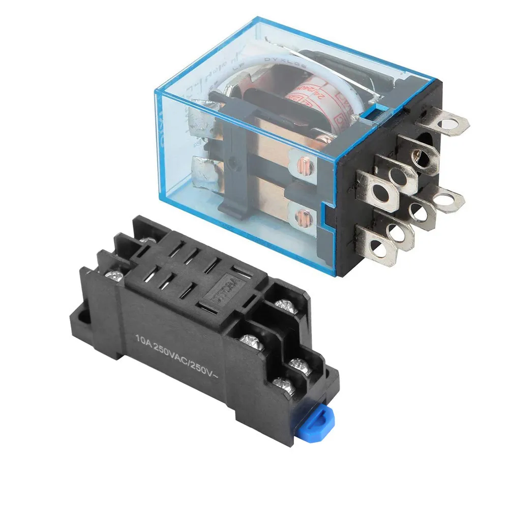 Long Lasting Mechanical Life Reliable Operation 12V DC 8 Pin Relay and Socket Base 10A DPDT LY2NJ HH62PL JQX13F