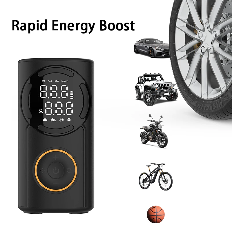 

Wireless Portable Car Air Pump 5 Modes + Precise Tire Pressure Monitoring + LED Digital Display + Night Light Compact Storage