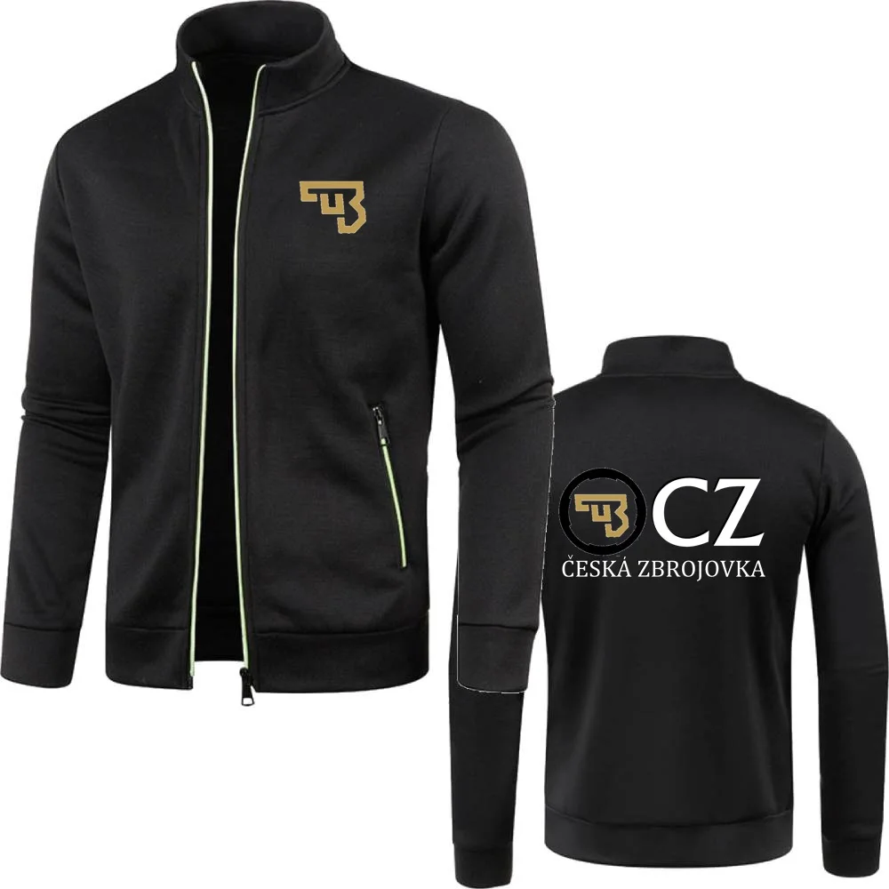 Men Jackets CZ Ceska Zbrojovka Outerwear Stand Collar Zipper Sweatshirts Fleece Windproof Jersey Firearms Sign Sportwear Coats