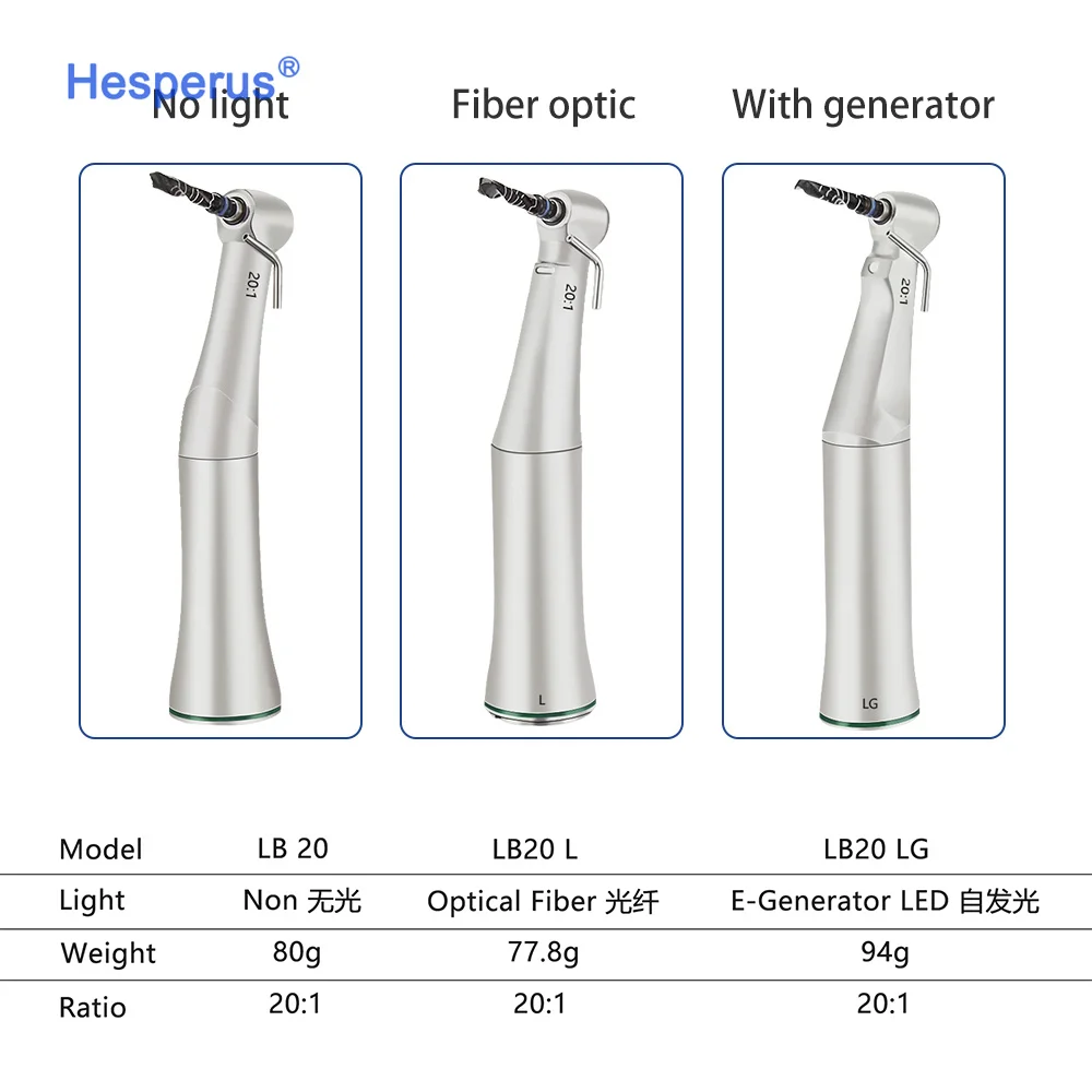 Dent al 20:1 imp lant Led E-generator Contra Angle Push Button Low Speed Handpiece For Dent al imp lant motor WI-75 Style