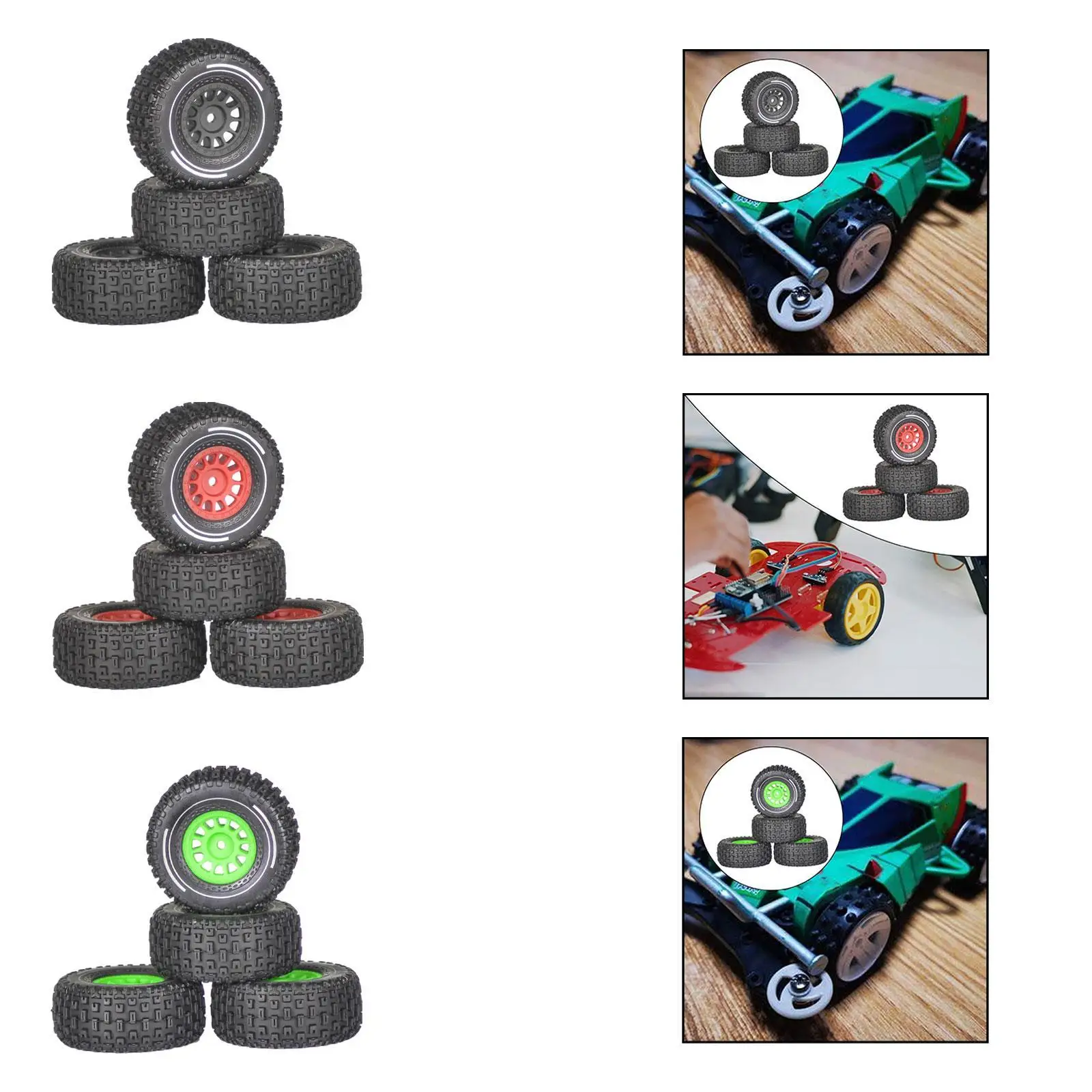 

4 Pieces 1/14 RC Car Wheels and Tires Professional Spare Parts Replacement