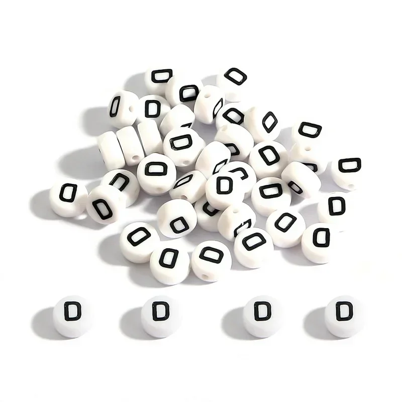 100-500 Stück Acryl A-Z 26 Buchstabenperlen Weiße Runde Alphabetperlen mit Löchern für Schmuckherstellung Halskette Armband Zubehör