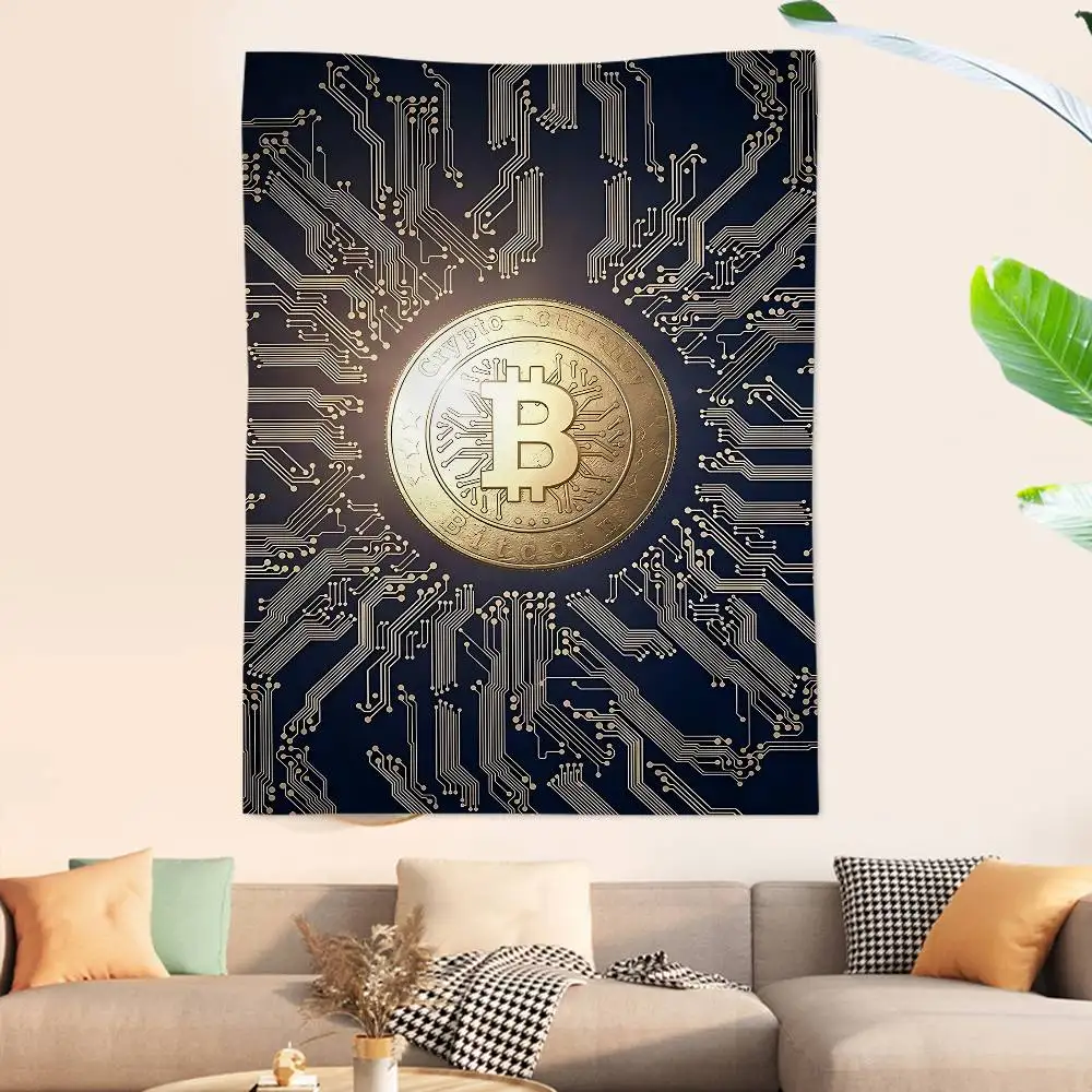 Luxury Bitcoins Cartoon Tapestry Art Science Fiction Room Home Decor Wall Hanging Home Decor