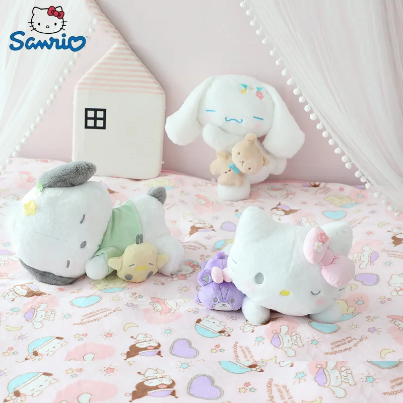 Sanrio Cute Sleeping Hello Kitty Pochacco Plush Toy Cute Doll Pp Cotton Filled With Super Soft Sofa Pillow Warm Home Decoration