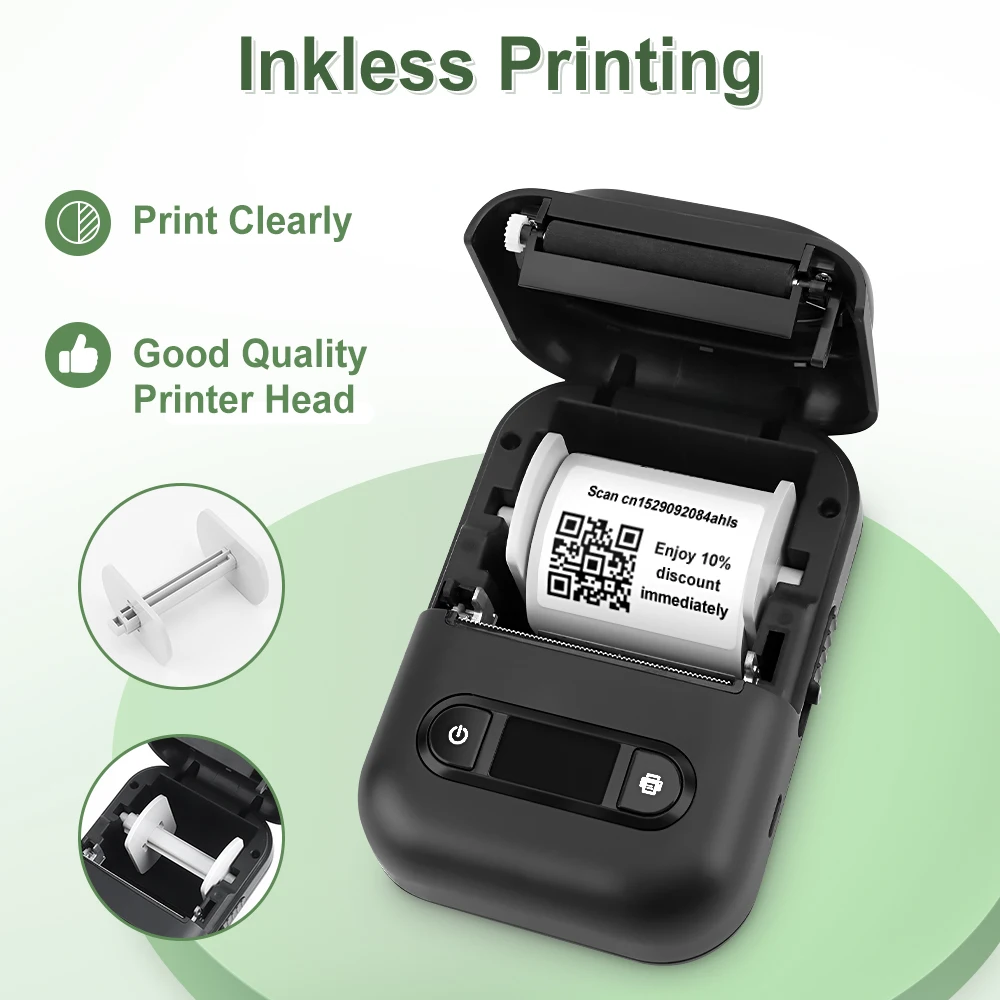 Portable Label Printer E210 Adhesive Thermal Printer Mini Labeling Machine Sticker Printer Similar as B21 M220 M110 or 5PK Label