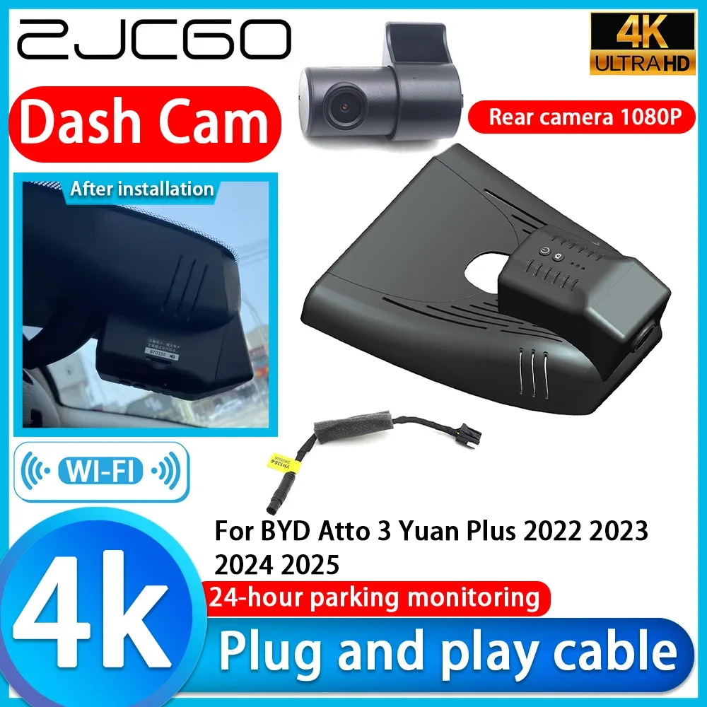 

ZJCGO Video Recorder 4K UHD Plug and Play Car DVR Dash Cam for BYD Atto 3 Yuan Plus 2022 2023 2024 2025