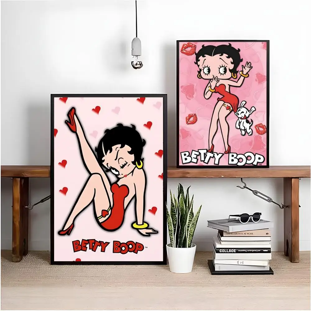 الكرتون B-Betty B-boop اللوحة الخط HD طباعة شخصية قماش جدار جدارية الفن صور لغرفة المعيشة ديكور المنزل #5