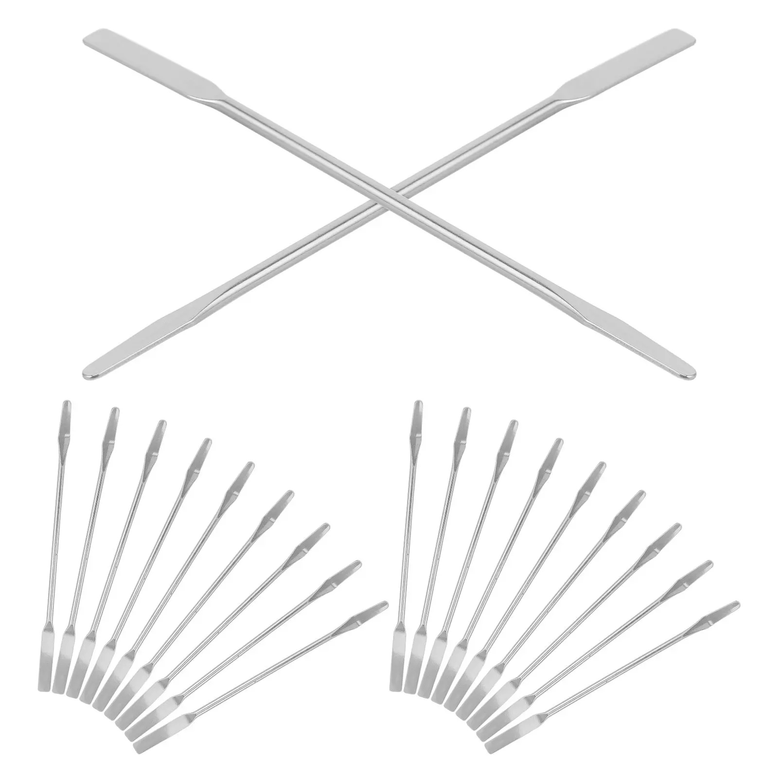 20Pcs Professional Double-Ended Stainless Steel Mixing Spatula Foundation Shade Matching Tool Reusable Makeup Palette