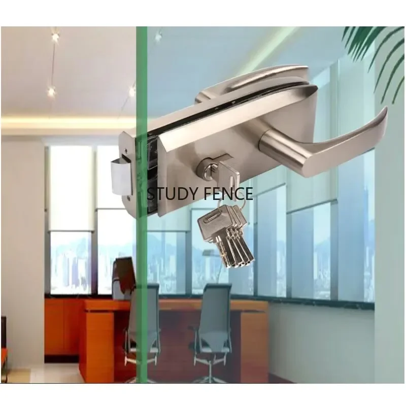 Glass Door Stainless Steel Handle Lock Frameless Glass Door Partition Lock Office Glass Door Lock with Keys Household Hardware