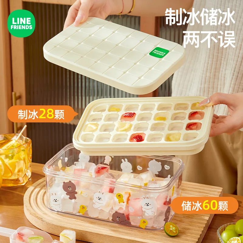 28 Grid Anime Kawaii Brown LINE FRIENDS Pressing Silicone Ice Block Mold Cony Cartoon Home Easy Release Molded Ice Film Ice Box