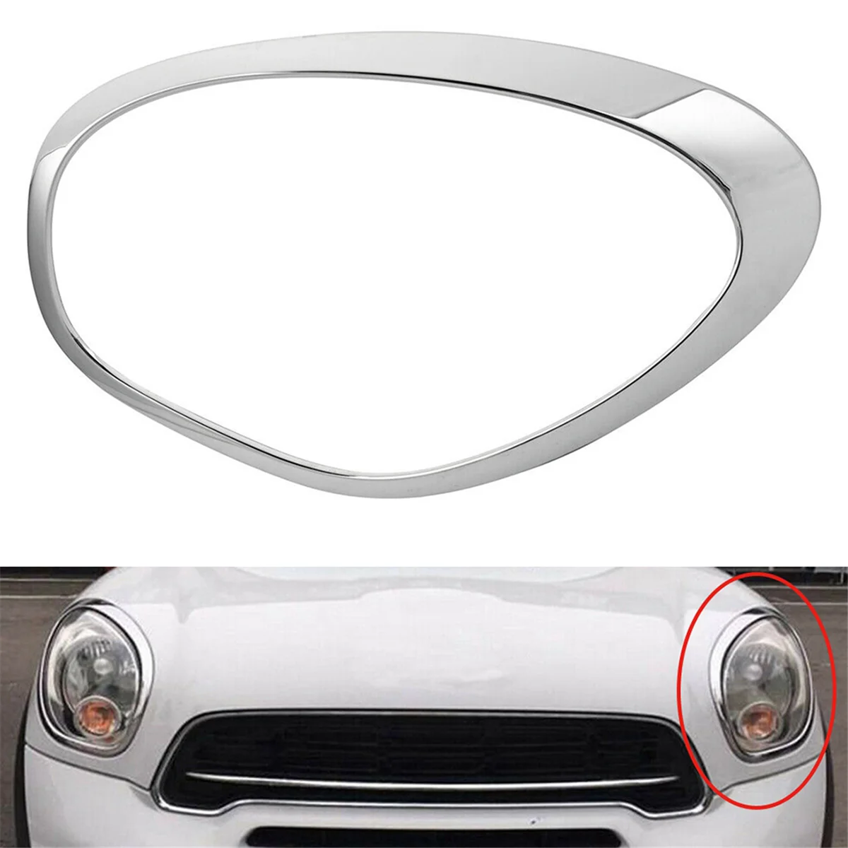 Left Front Headlight Trim Ring 51139801573 for Mini Cooper R60 Countryman 11-16 Head Light Lamp Chrome Bezel Decor Ring