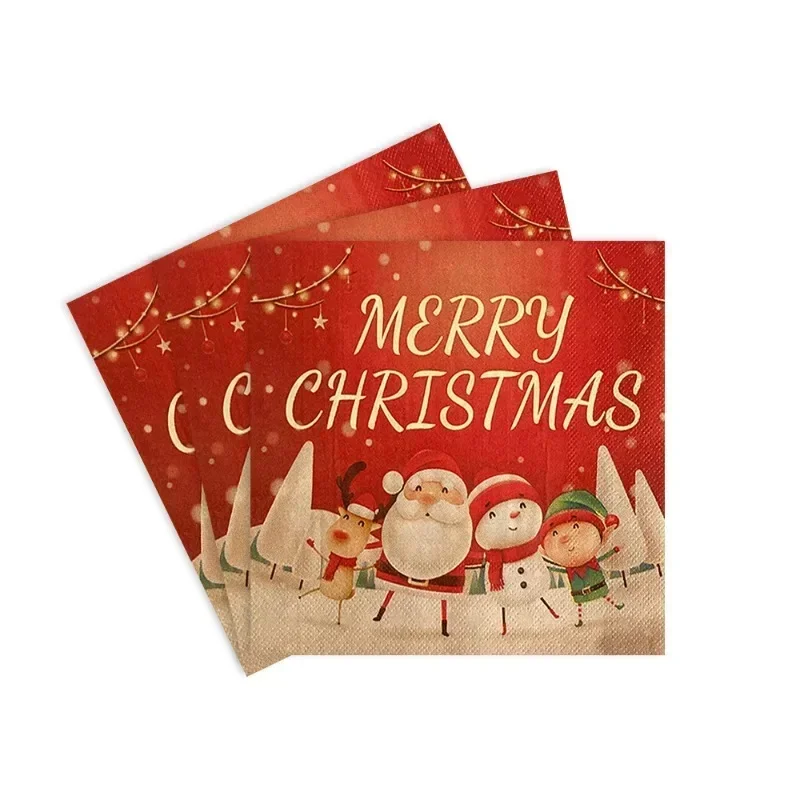 20 قطعة 33*33 سنتيمتر 2-Ply عيد ميلاد سعيد الكرتون الرجل العجوز سعيد نمط موضوع الملونة المطبوعة الطرف الديكور المناديل الترويج