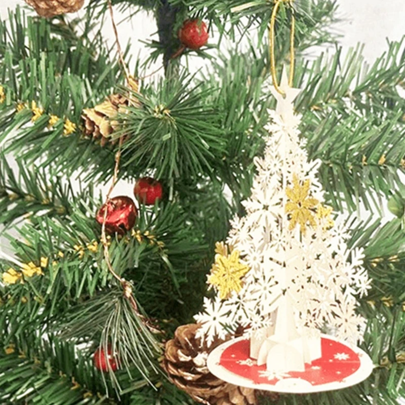Cartões pop-up 3d, árvore floco neve cartão felicitações com envelope para ano casamento, noivado,