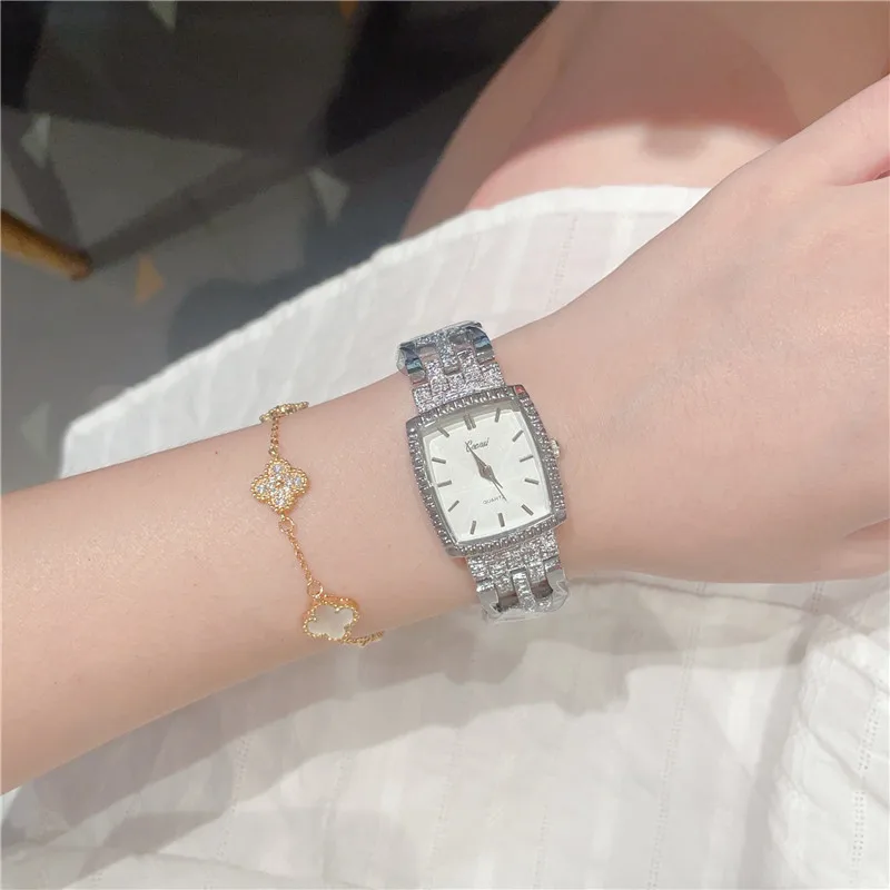 럭셔리 여성 시계 패션 심플 스퀘어 쿼츠 시계, 캐주얼 여성 시계, 녹색 합금 시계, Relogio Feminino A252