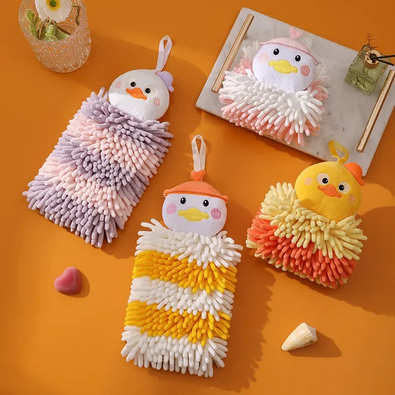 Wipe Hand Towel Super Absorbent Fast Drying Chenille Cute Duck Cleaning Cloth Kitchen Bathroom Supplies