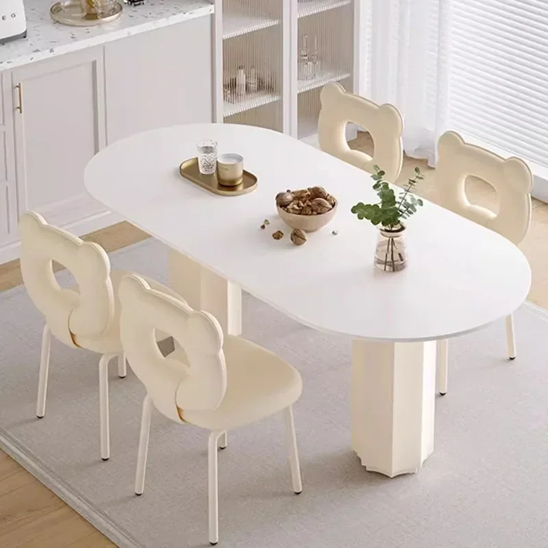 Design Sweet Dining Table White Oval Salon Elegant Dining Table Modern Minimalist Waterproof Mesa De Comedor Home Furniture