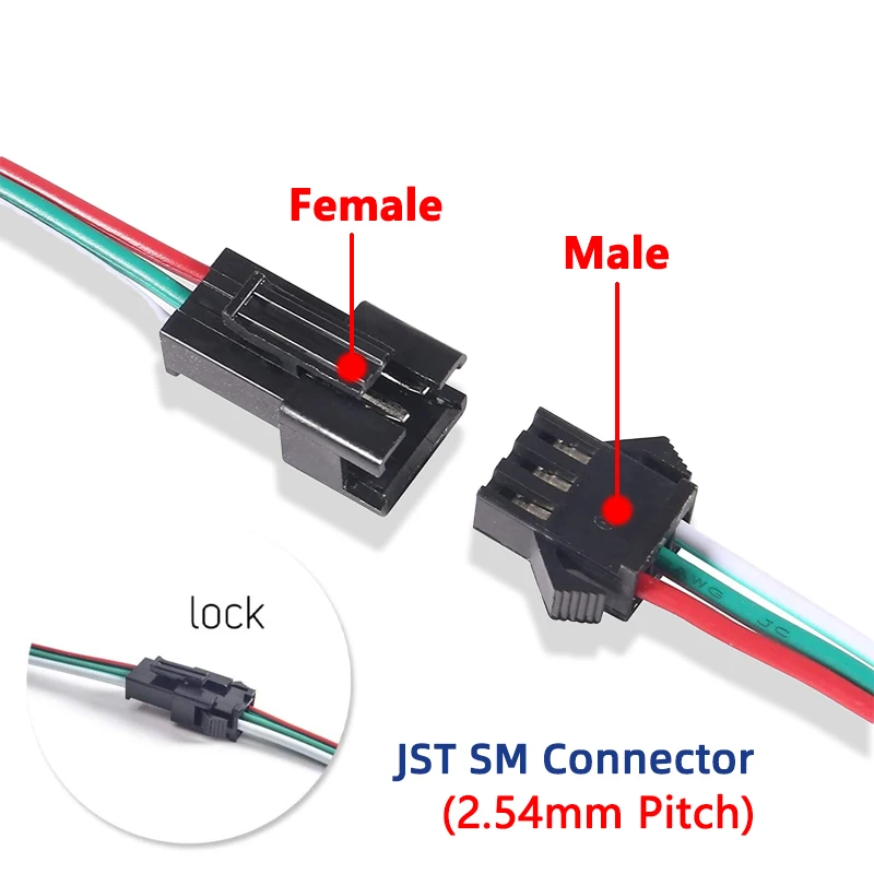 2 3 4 5 6 Pin LED Strip JST SM Connector Male or Female Adapter Plug JST Connector Terminal with 15CM 22AWG Wire for Light Strip