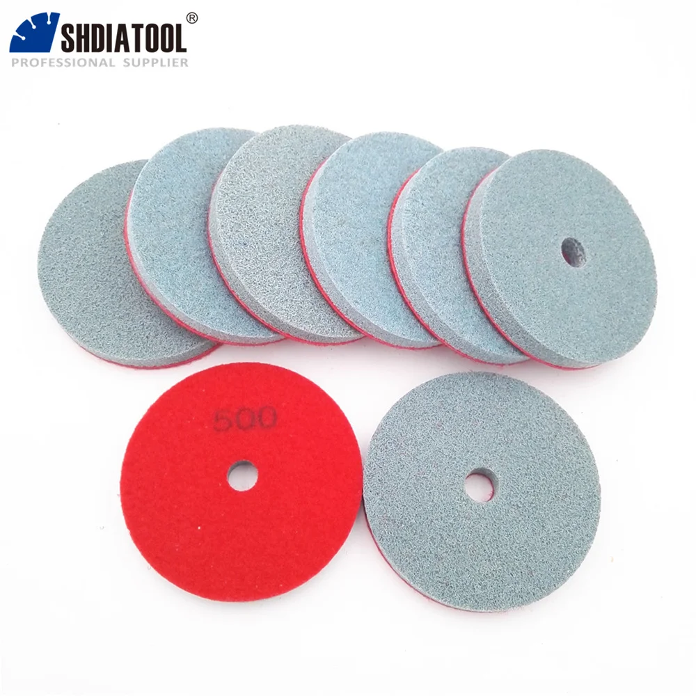 SHDIATOOL 10Pcs 4Inch Sponge Diamond Polishing Pads For Soft Stone Marble Terrazzo Floor Stone Sanding Disc Grit #500