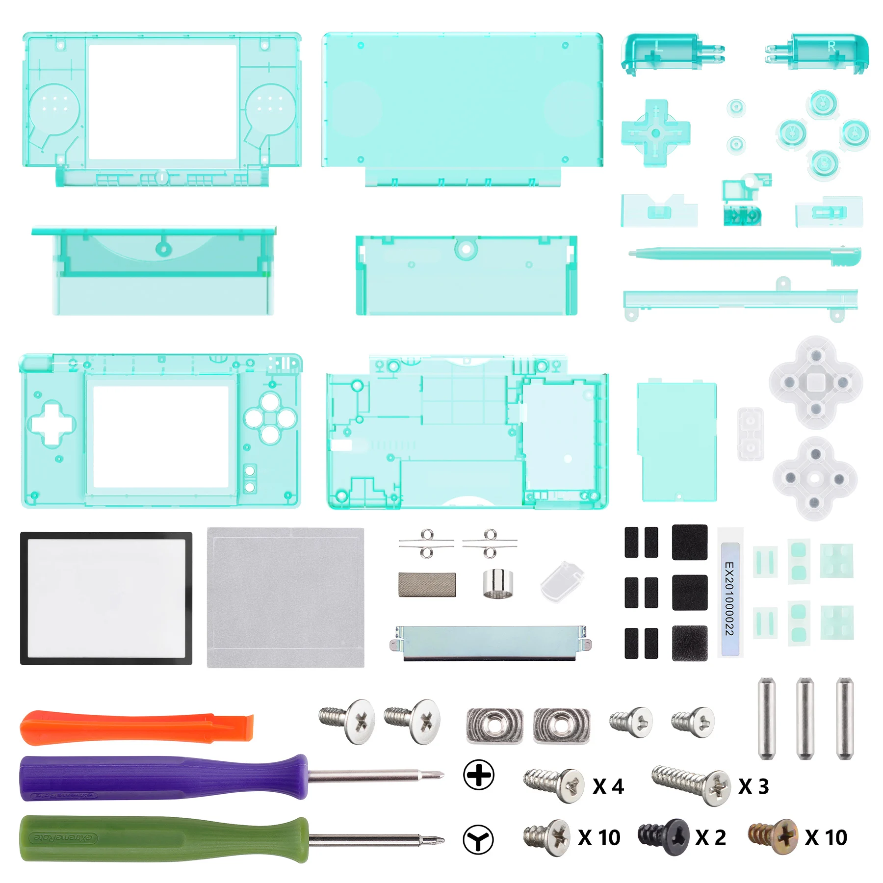 eXtremeRate Ersatz-Vollgehäuseschale für Nintendo DS Lite, individuelle Gehäuseabdeckung, Knopf-Bildschirmlinse für NDSL – Clear Series