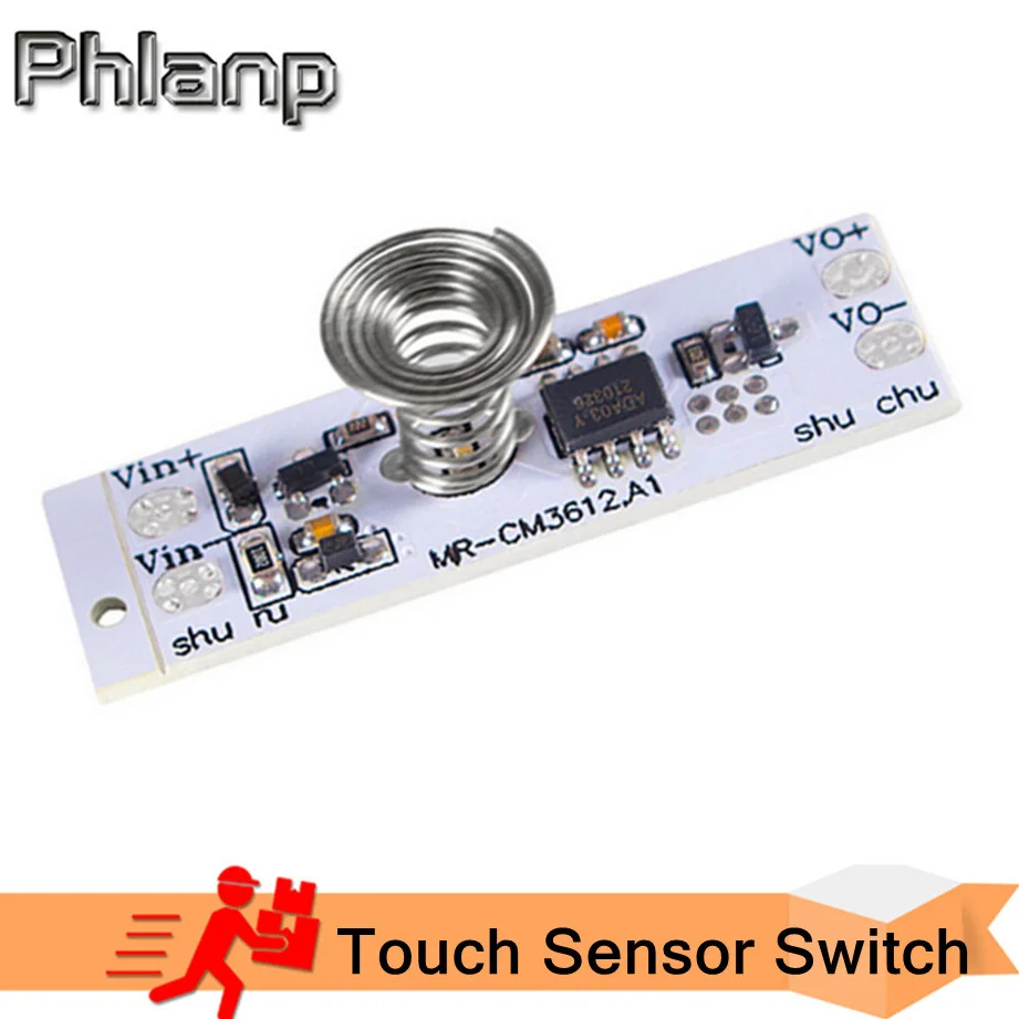 DC 12V Capacitive Touch Sensor Switch Coil Spring Switch LED Dimmer Control Switch 9-24V 30W 3A for Smart Home LED Light Strip