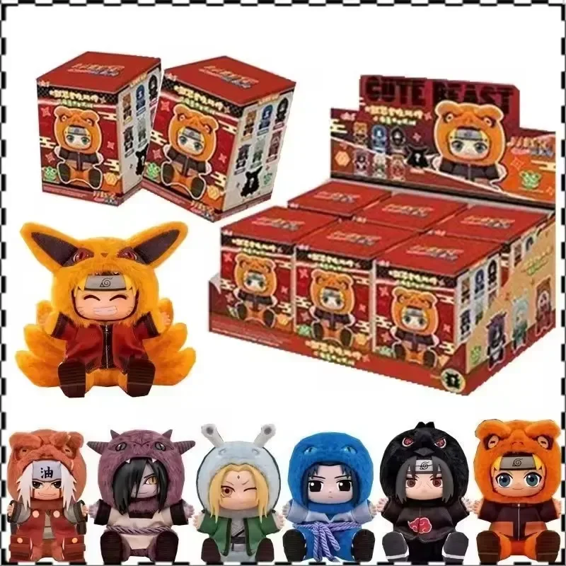 New BANDAI Eaki Naruto Uzumaki Naruto Blind Box Shippuden Beast Party Series Plush Doll Anime Characters Are Cute Toys Gift