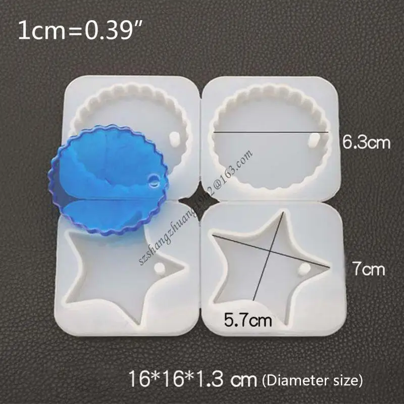 Q6RB 4 piezas resina moldes joyas resina molde colgante silicona en forma arete moho con molde resina borde
