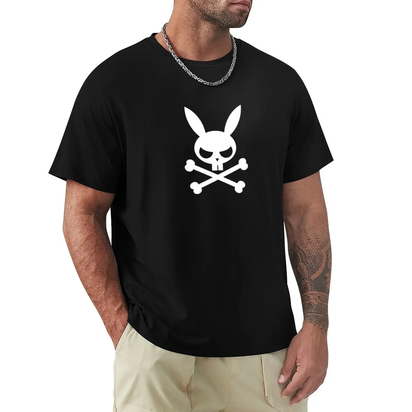 Deathbunny:Bunny skull and crossbones T-Shirt Blouse sweat men workout shirt