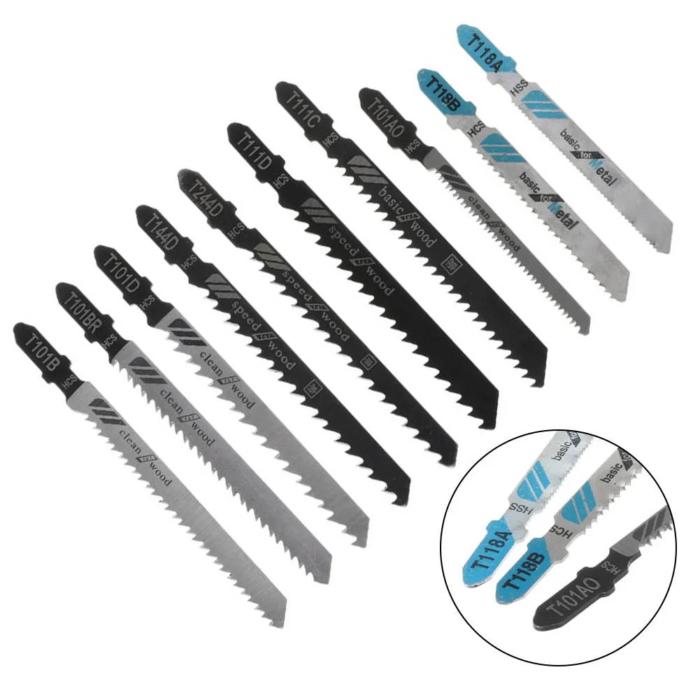 

For Various Projects Grey Jigsaw Blades 10pcs Saw Blades Set Metal Cutting Blades High Carbon Steel Material Versatile Usage