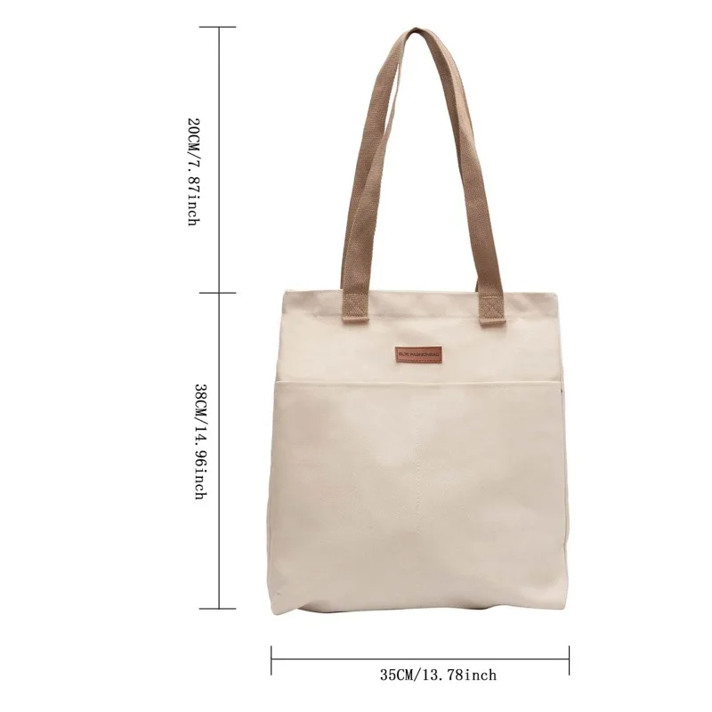 Women Canvas Shoulder Bag Ladies Shopping Bags Grocery High Quality Handbags Solid Color Tote Books Bag For Girls