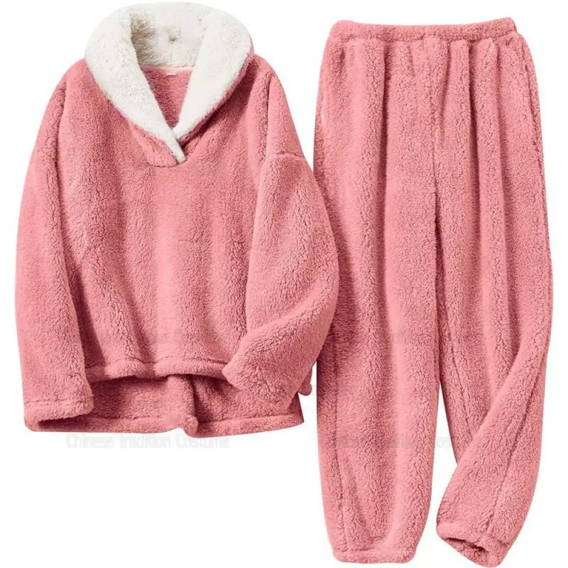 

New Winter Christmas Padded and Thickened Pajamas Homewear Suit Pop-Up Thickened Shu Cotton Fleece Ladies Pajamas Warm Suit