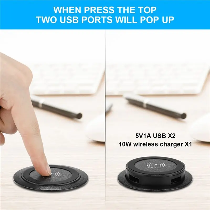 SQPP-5X 10W Fast Wireless -Up Desktop Embedded Fast Wireless With USB Port Universal For Smartphone