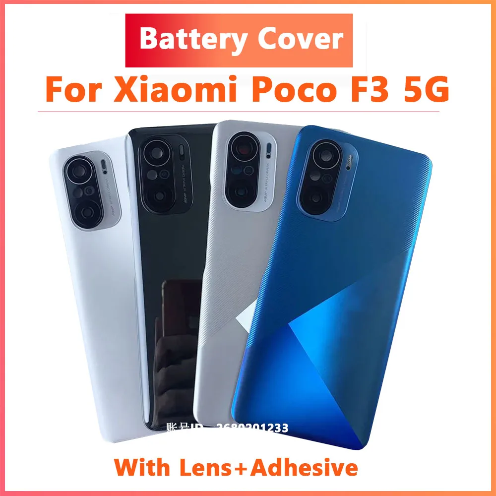 

Original Back Battery Cover For Xiaomi Poco F3 5G Glass Back Battery Cover Replacement Rear Housing Door Case With Camera Lens