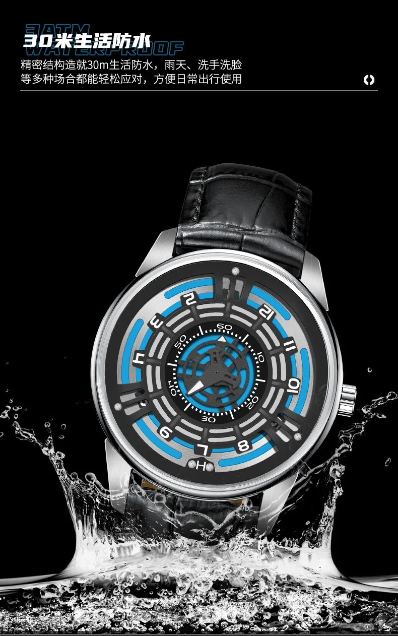 PINDU New Fashion Luxury Men\'s Automatic Chronograph Mechanical Watch Leather 30M Waterproof Luminous Watch Reloj Hombre