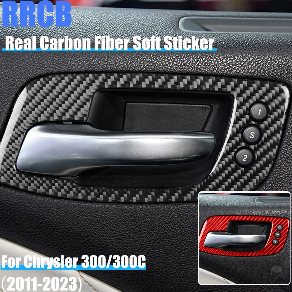 

Автомобильные аксессуары из настоящего углеродного волокна, панель дверной ручки, декоративная отделка, внутренняя крышка, мягкая наклейка для Chrysler 300 300C 2011-2023