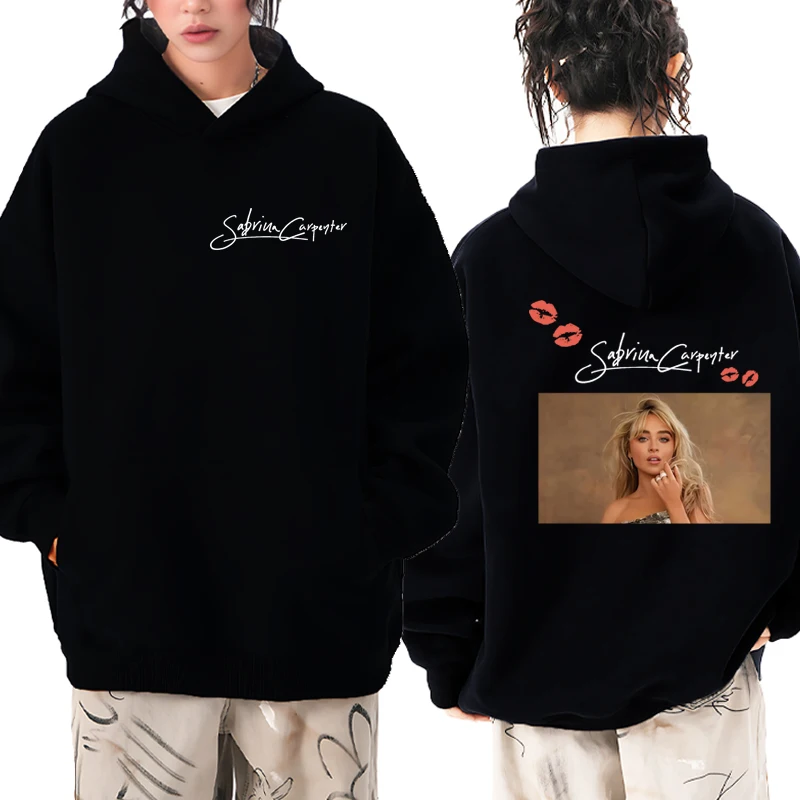 

Hot Singer Sabrina Carpenter Signature with Kisses print Hoodie Men women fashion Y2k Winter Sweatshirt Unisex Fleece pullovers