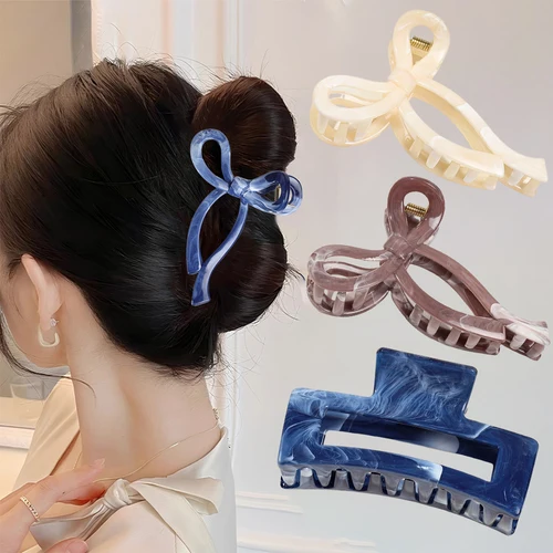 Cola de Caballo, pinza para el pelo acrílica, lazo grande, pinza para el pelo, horquillas cuadradas huecas geométricas, pasadores para mujeres y niñas, accesorios para el cabello