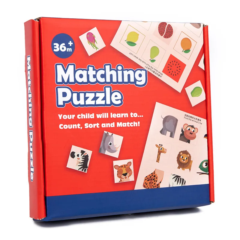 

Wooden Logical Thinking Matching Puzzle Cognitive Board Montessori Teaching Aid Fruit Animal Pairing Board Educational toys