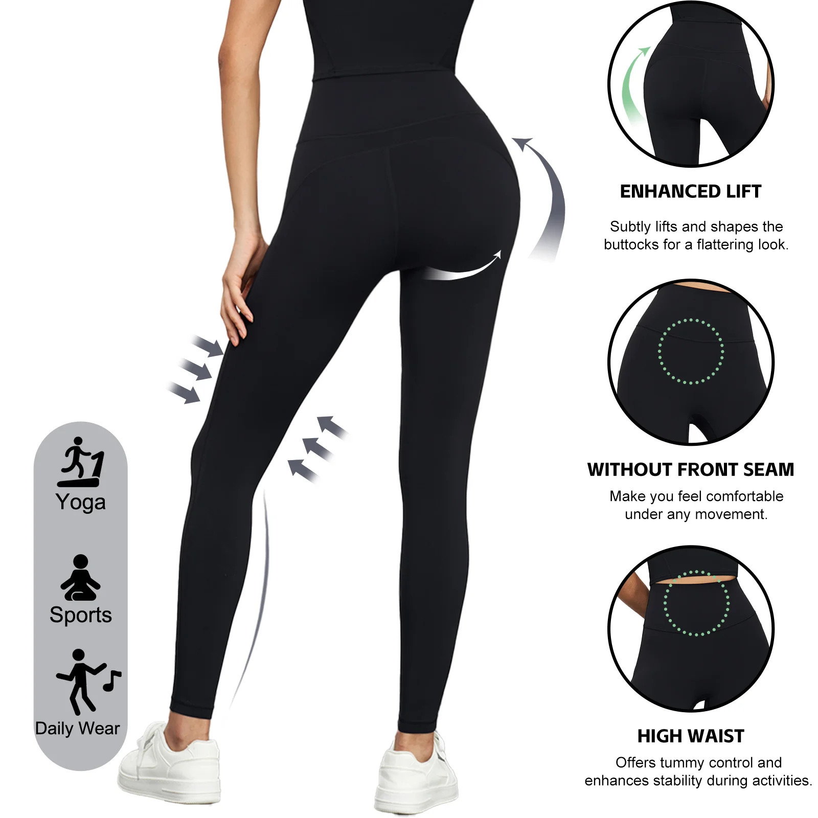 Women High Waist Yoga Leggings Soft Training Elastic Outfits Seamless Gym Leggings Yoga Leggings Workout Tummy Control Tights