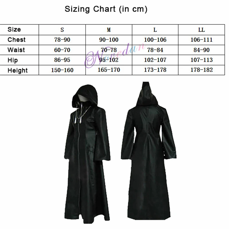 Anime Game Kingdom Hearts 2 Organization XIII Black Coat Robe Halloween Party Cosplay Costume