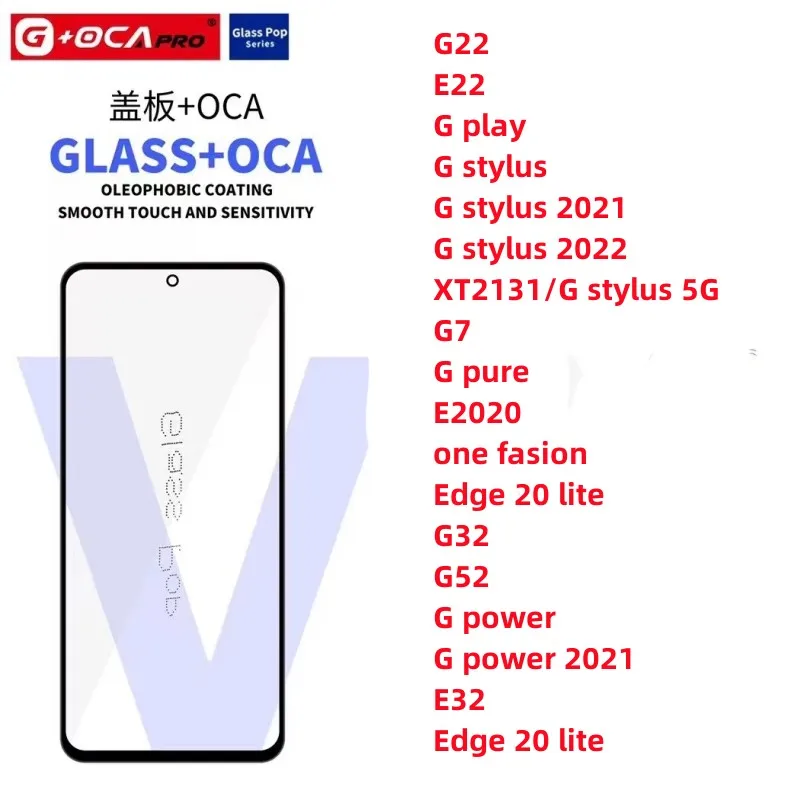 

10PCS Front Glass Lens Touch panel with OCA Glue For MOTOROLA MOTO G22 E22 G play G stylus 2021 2022 G7 G pure E2020 one fasion