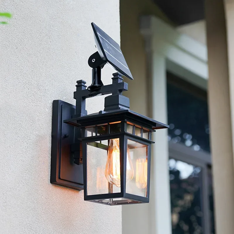 Waterproof LED Solar Wall Lights Villa Courtyard Exterior Light Outdoor Terrace Pendant Lighting