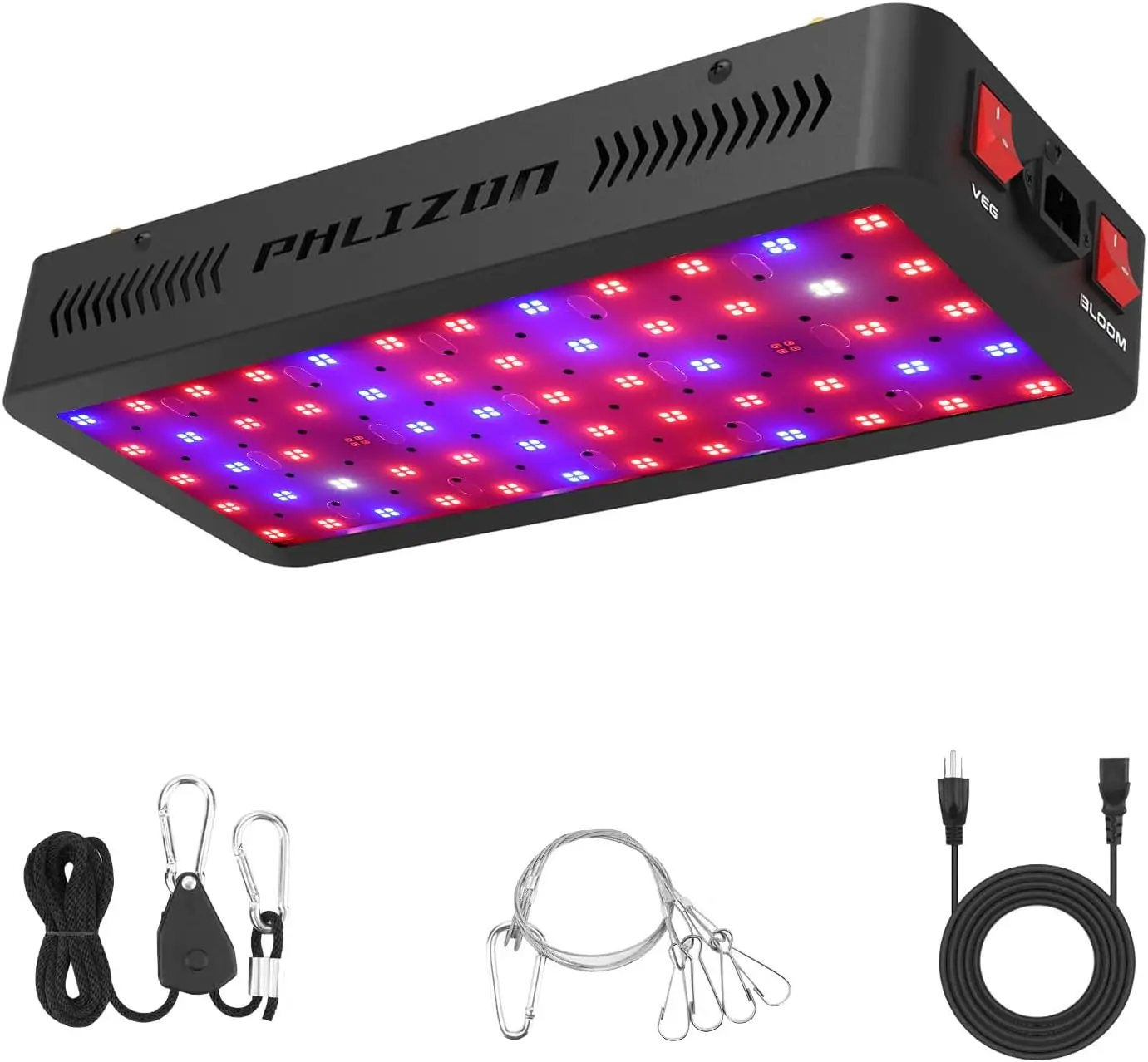 

600W Full Spectrum LED Grow Light for Indoor Plants, Veg & Flower with Double Switch, 2x2ft Coverage