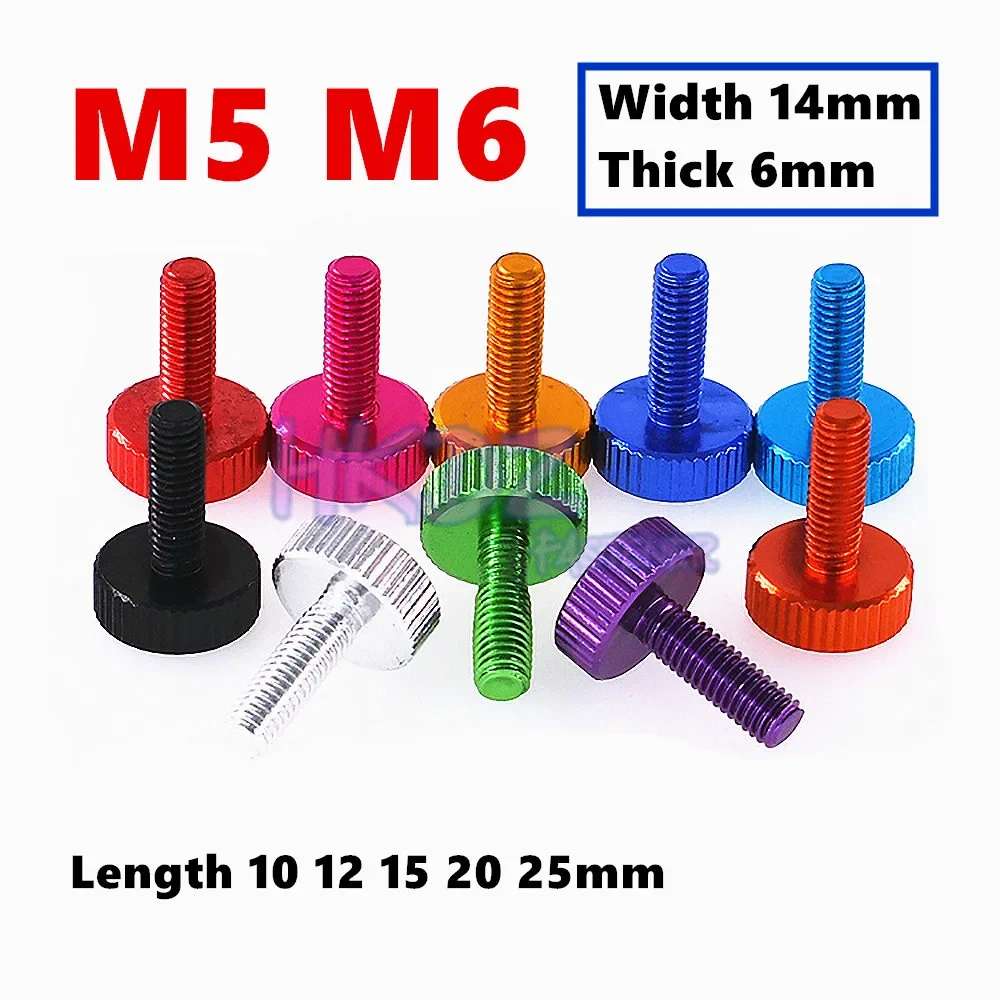 New M5 M6 Knurled Thumb Screw Aluminum Alloy Round Flat Head Screws DIY Bolt Multiple Color Lengthen Adjust Screw Computer Camer